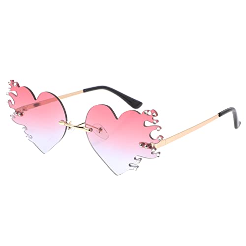 Ipetboom 1 Paar Flamme Sonnenbrille Liebe Herzbrillen Frauen Sonnenbrille Disco-sonnenbrille Trendige Vintage-herz-sonnenbrille Verlaufslinse Punk Stk Fräulein Der Sommer Dünner Rahmen von Ipetboom