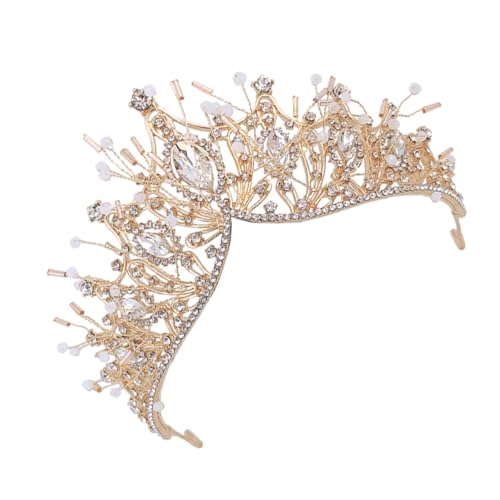 Ipetboom 1 STK Kinderkrone Haarschmuck Für Die Braut Eleganter Haarschmuck Schwarzes Breites Stirnband Make-up-Stirnband Stirnband Mit Zähnen Schöne Haarstütze Tiaras Strasssteine Golden von Ipetboom