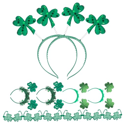 Ipetboom 1 Satz Brillen-stirnband-set St. Patricks Day Stirnbänder St. Patricks Day Gastgeschenke Accessoires Zum St. Patty’s Day Gläser Grüne Shamrock-brille Kleeblatt Plastik Green von Ipetboom