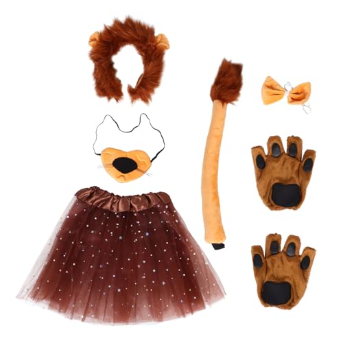 Ipetboom 1 Satz Halloween verkleiden Halloween-Löwenkostüm Tierkostüm-Kit Löwen-Kostümzubehör Löwen-Stirnband für Kinder Stufenmaske pelziges Kostüm karneval tierkostüm Plastik Light Brown von Ipetboom