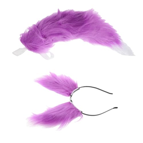 Ipetboom 1 Satz Kopfschmuck mit Fuchsohren Dekorativ Fälschung Mädchen Kostüm Kopfbedeckung Bausatz Party Element Cosplay Dekoration realistisch Halloween gefälscht Stoff Violett von Ipetboom