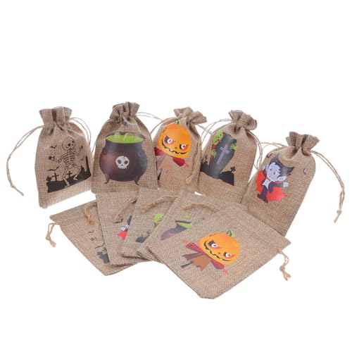 Ipetboom 10 Stück Halloween Geschenktüten aus Jute mit Zugband Kleine Süßigkeitenbeutel mit Halloween Motiven Wiederverwendbare Kürbis Goodie Bags für Party Süßigkeiten Trick Treat Ipetboom 10 Stück Halloween Geschenktüten aus Jute mit Zugband Kleine Süßigkeitenbeutel mit Halloween Motiven Wiederverwendbare Kürbis Goodie Bags für Party Süßigkeiten Trick Treat von Ipetboom