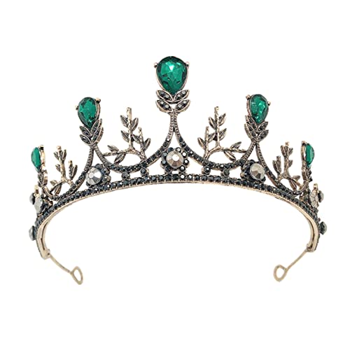 Ipetboom 1stk Barocke Krone Abschlussball Hochzeitskopfschmuck Strasssteine Braut Gotische Krone Frauen Krone Haarbänder Strass-Stirnband Hochzeit Stirnband Gotische Tiara Legierung Green von Ipetboom