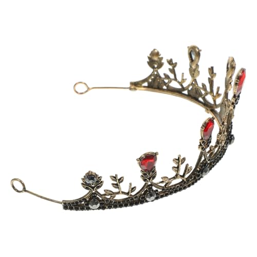 Ipetboom 1stk Barocke Krone Strass Für Haare Juwelenbesetzte Stirnbänder Für Damen Strass Tiara Kopfbedeckung Hochzeitskrone Haarbänder Band Brautkronen Festival Rave Retro Strasssteine Rot von Ipetboom