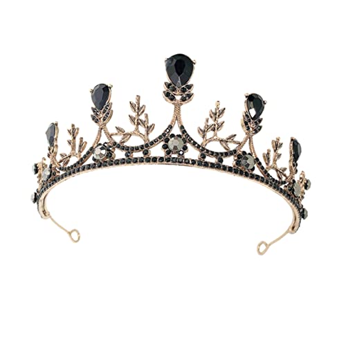 Ipetboom 1stk Barocke Krone Zeremonie Haarschmuck Aus Perlen Frauen Diademe Und Kronen Aus Strass Haarbänder Hochzeitsaccessoire Strassband Gothic-Krone Vintage- Strasssteine Black von Ipetboom