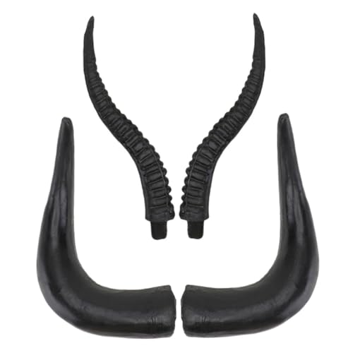 Ipetboom 2 Paare Halloween verkleiden Stier Hundegeweih Stirnband mit Lammohren kopfschmuck Dekoratives Horn Ochsenhorn-Haaranhänger zum Selbermachen Ochsenhorn aus Kunststoff PVC Black von Ipetboom