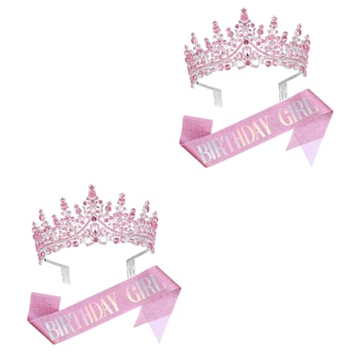 Ipetboom 2 Sets Gürtel Kristallkrone Prinzessin Schärpe Happy Birthday Krone Für Mädchen Geburtstagskronen Prinzessinnenkronen Für Kleine Mädchen Geburtstagskrone Für Kinder Tiaras Für von Ipetboom