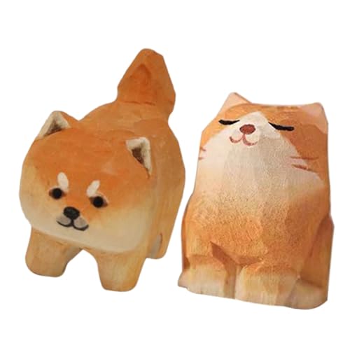 Ipetboom 2 Stück Holzfigur Handgeschnitzte Kleine Katze und Shiba Inu Dekorative Tierornamente Langlebig für Schreibtisch Wohnzimmer für Katzenliebhaber und Haustierbesitzer Ipetboom 2 Stück Holzfigur Handgeschnitzte Kleine Katze und Shiba Inu Dekorative Tierornamente Langlebig für Schreibtisch Wohnzimmer für Katzenliebhaber und Haustierbesitzer von Ipetboom