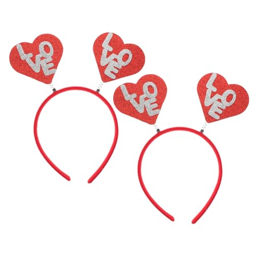 Ipetboom 2 Stück Love Heart Stirnband Glitzer Stirnband Damen Stirnbänder Valentinstag Herz Stirnband von Ipetboom