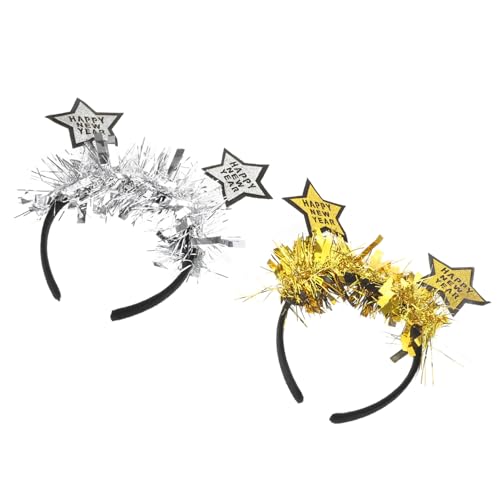 Ipetboom 2 Stück Neujahrs Kopfschmuck Frohes Neues Stirnband Neujahrs Partyzubehör Silvester Stirnband Neujahrs Papier Handband Mond Neujahrs Stirnband Feiertags Stirnband von Ipetboom