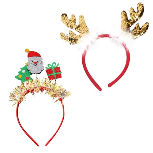 Ipetboom 2 Stück Weihnachtsthema Haarschmuck Flauschiges Cartoon Geweih Stirnband Für Festliche Anlässe Kopfschmuck Für Verkleidungen Und Weihnachtsfeiern Ideal Für ädchen Und Jungen von Ipetboom