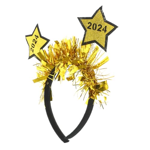 Ipetboom 2024 Weihnachtskopf Zubehör Jahr Stirnband Feiertagsstirnbänder Für Frauen Party Weihnachtsoutfit Urlaub Stirnbänder Geburtstags-stirnband Jahr-banner Stern-stirnband Grüßer Golden von Ipetboom