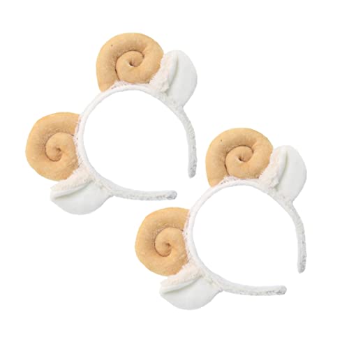 Ipetboom 2St Croissant-Stirnband Schaf-Stirnband Haarband mit Lammohren Alpaka schwarzes schaf stirnband haar zubehör faschingskostüme Cosplay-Stirnband Tiere Cosplay Haarreifen Stoff Khaki von Ipetboom