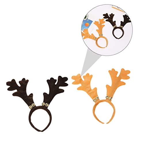 Ipetboom 2St Geweih Stirnband Mädchen Stirnband schönes Haarband Weihnachts-Rentier-Stirnband haarschmuck haar spangen partyspieße Kopfschmuck für Mädchen geweihförmiges Haarband Goldsamt von Ipetboom