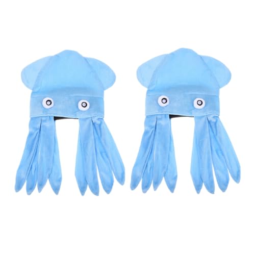 Ipetboom 2St Lustiger Tintenfischhut lustiger hut geburtstagsgeschenk tiermütze Oktopus-Hut Stirnband mit Meerestieren Meer-Party-Hut erwachsene Tierhüte Oktopus-Kappe Verbundvlies Sky-blue von Ipetboom