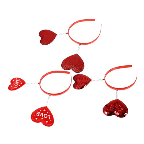 Ipetboom 3st Liebe Pailletten Stirnband Männer Frosch Stirnband Valentinstag-stirnbänder Für Frauen Valentinsparty Haarbänder Hautpflege-stirnband Valentinstag Party Kopfschmuck Stoff Rot von Ipetboom