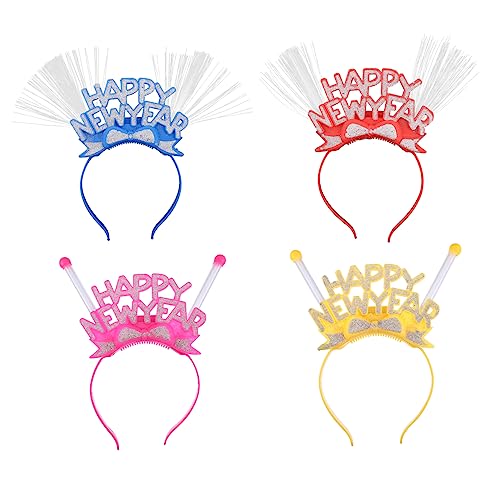Ipetboom 4 Stück Neujahrs-Glitzer-Stirnband LED-Stirnband Haarreifen Geschenke für kleine Geschenke Kopfhörer neujahr haarband Party-Haare Erdfarben Haarschmuck Combo-Platte Füllstoff Kind von Ipetboom