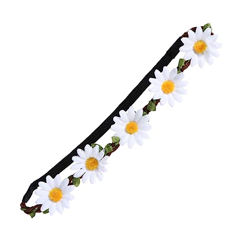 Ipetboom 5St Blumenkranz sonnenblumen haarband Gänseblümchengirlande Stolz Dekorationen Strandgirlande Tiki-Party-Dekorationen Sonnenblumenkrone Haarschmuck mit Blumen Haarband Weiß von Ipetboom