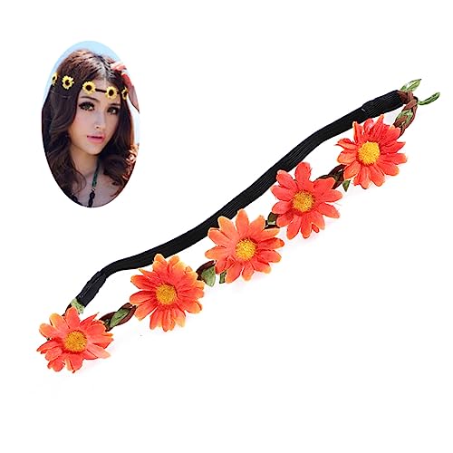 Ipetboom 5St hawaiianisches Blumenstirnband hawaiianisches Kostüm Strandparty-Dekorationen sonnenblumen haarband hawaii party dekoration Haarband Haarschmuck mit Blumen Orange von Ipetboom