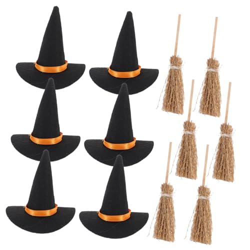 Ipetboom 6 Satz Teiliges Mini Hexenhut Set mit Besen Halloween DIY Bastelset Kleine Hexenhüte für Flaschen und Partydekoration Langlebig Vielseitig Einsetzbar für Halloween Feiern und Ipetboom 6 Satz Teiliges Mini Hexenhut Set mit Besen Halloween DIY Bastelset Kleine Hexenhüte für Flaschen und Partydekoration Langlebig Vielseitig Einsetzbar für Halloween Feiern und von Ipetboom