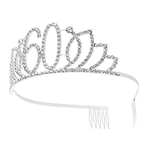 Ipetboom Frauen Kopfschmuck Tiara Zum 60. Geburtstag Krone Mit 60 Strasssteinen Dekorationen Für Die 60. Party Prinzessinnen-geburtstagskrone Krone Zum 60. Geburtstag 60. Haarschmuck Silver von Ipetboom