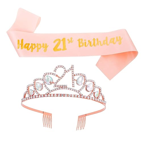 Ipetboom Geburtstag Tiara Krone Mit Schärpe Roségoldenes Für Mädchen Perfekte Party Dekoration Und Kostüm Gefälligkeiten Geburtstag Hair Hoop Und Schultergurt Für Unvergessliche von Ipetboom