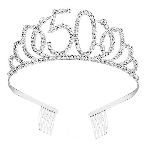 Ipetboom Haarschmuck birthday crown geburtstagskrone birthday geburtstagsgeschenk Dekoration zum 50. Geburtstag Strass für Haare Kuchen Zahl Krone geburtstagstorte dekoration Silver von Ipetboom