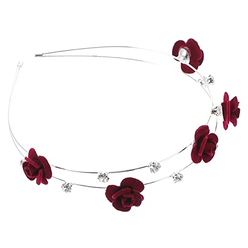 Ipetboom Halloween Glänzender Strass Blumen Haar Reifen Für Frauen Metall Stirnband Weinrot Exquisites Blütenkopf Reifen Für Mode Und Festlichkeiten Haarschmuck Für Besondere Anlässe von Ipetboom