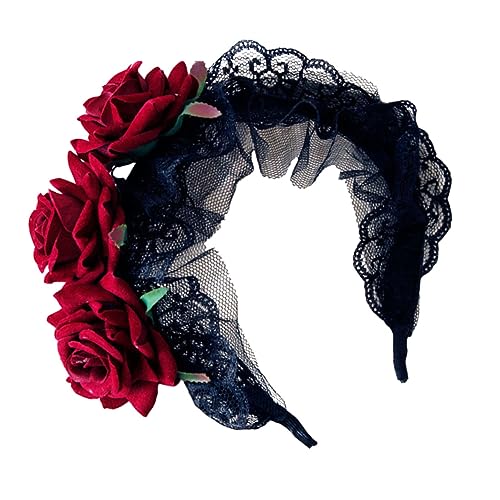 Ipetboom Halloween-Kostüm Damen-Stirnband Spitzenstirnband gotisches Haarband Kostüme für Halloween Kopfhörer Tiara gotische Kopfbedeckung Gothic Haarschmuck Palast Haarteil von Ipetboom