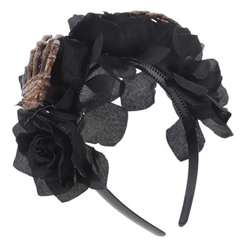 Ipetboom Halloween-haar-accessoires Dosendeckel Stangenschutz Stirnband Mit Einhornohren Rattan-charm-anhänger Kostüm Nuss Ding Rattan-ohrringe Für Frauen Haarband Gel Stoff Black von Ipetboom