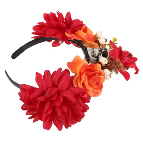 Ipetboom Halloween-stirnband Tag Der Toten Kopfschmuck Skelett Stirnband Halloween-stirnbänder Stirnband Mit Blumenkrone Tag Der Toten Stirnband Halloween-rosen-stirnband Polyester von Ipetboom