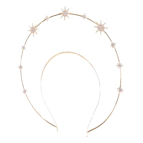 Ipetboom Halo-Stirnband Unserer Lieben Frau Kopfbedeckung Strauß Königin Maria Krone weihnachtlicher haarreif goldene Heiligenschein Haarband Haarschmuck Accessoire Cosplay-Stirnband Kupfer von Ipetboom