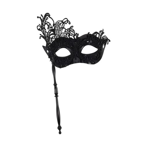 Ipetboom Handgehaltene Stabmaske Maskerade Maske Schwarz Maskerade-maske Auf Einem Stock Venezianische Maske Katherine Pierce Kostüm Maskerademasken Für Paare Halloween-maske Spitze Black von Ipetboom