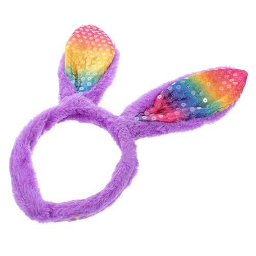 Ipetboom Hasenohr Stirnband Hasenohren Hasenhaarreifen Plüsch-Kaninchen-Stirnbänder Osteraccessoires Bunny Ohren Kopfband Osterparty Zubehör Ostervorräte Hasenhaarband Stoff Violett von Ipetboom