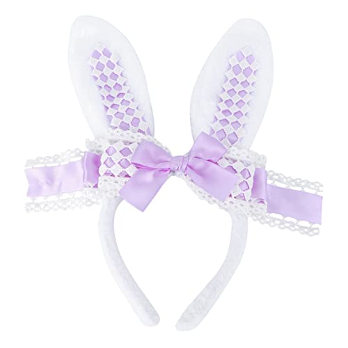 Ipetboom Hasenohren kc Stirnband schleifen haarbänder Urlaub Haarreifen Cosplay Haarschmuck Bunny Ears Kopfschmuck Tiere Stirnband Schleife Kopfschmuck Plüschstoffe Violett von Ipetboom