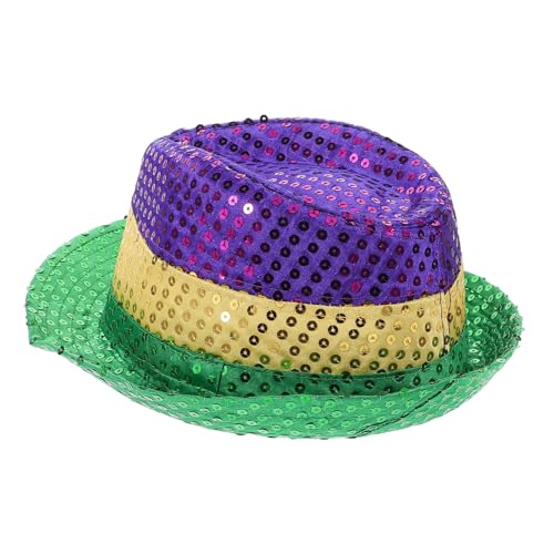 Ipetboom Karnevals Hüte Pailletten-rave-hüte Pailletten-fedora-partyhüte Konzert-kopfbedeckung Cosplay-fedora-hüte Karneval Kopfbedeckungen Partybevorzugungs-fedorahüte Baumwolle Green von Ipetboom