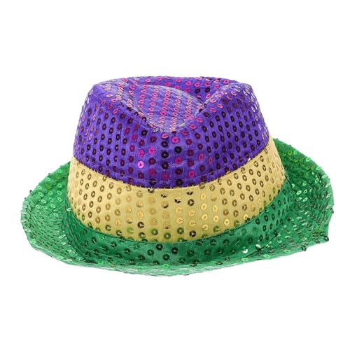 Ipetboom Karnevals Hüte Rave-fedora-accessoires Konzert-fedorahüte Karneval-kostümhüte Cosplay-hüte Für Damen Fedora-kostümzubehör Glitzernde Cowboyhüte Glitzer-kostümhüte Green Pailletten von Ipetboom