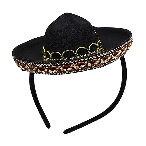 Ipetboom Mini-Haarreifen fasching haarreif faschingshaareif Mini Hut Haarreifen Cowboyhut Frauen mexikanischer Hut weißer Hut Party kopfschmuck Mexiko Kopfbedeckung Mexiko Haarbänder Black von Ipetboom