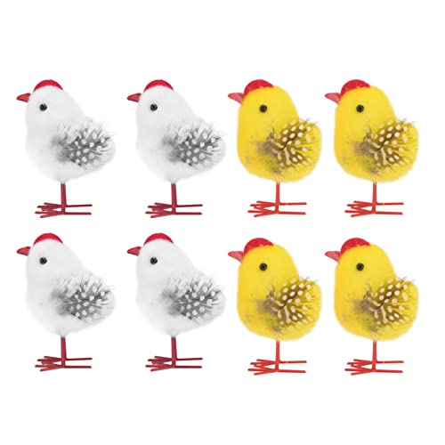 Ipetboom Osterküken Mini Hühnchenfigur: 8Pcs Baby Chicks Spielzeug Osterbabyküken Dekoration Lustige Mini Chicks Ostern Chick Bevorzugt Hühnerpartyzubehör Weiß Und Gelb von Ipetboom