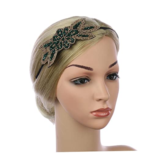 Ipetboom Party-haarreifen Fascinatoren Für Damen Marineblauer Kopfschmuck Für Hochzeiten Frauen Fascinator-clip Perlenbesetzter Flapper-kopfschmuck Stolz Flapper-perlen-stirnband Mode Green von Ipetboom