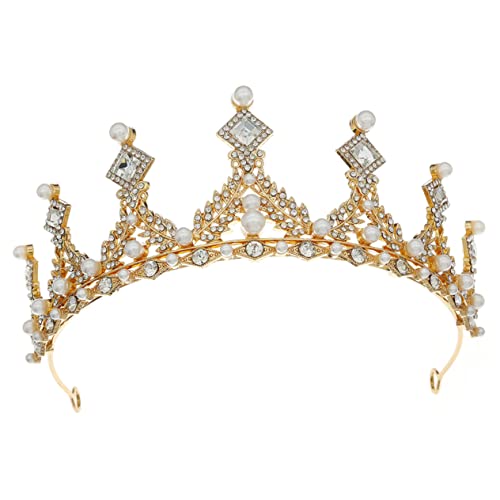 Ipetboom Perlenkrone Haarband Haar Band The weddi Haar bänder Geburtstagsfeier Stirnband mit Strasssteinen für die Braut Perlen Tiara Hochzeit Stirnband Strass-Stirnband Legierung Golden von Ipetboom