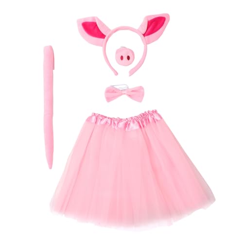 Ipetboom Pig Kostüm Set mit Ohren Stirnband Nase Schleife und Tüllrock Niedliches Animal Cosplay Performance Outfit für Mädchen für Bühne Karneval und Maskerade Ipetboom Pig Kostüm Set mit Ohren Stirnband Nase Schleife und Tüllrock Niedliches Animal Cosplay Performance Outfit für Mädchen für Bühne Karneval und Maskerade von Ipetboom
