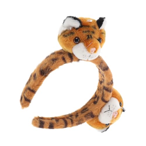 Ipetboom Plüsch-tiger-stirnband Tigerkostüm-kopfbedeckung Halloween-tier-stirnband Tierkostüm-stirnband Tiger-haar-accessoire Tiger-stirnband Für Erwachsene Spa-stirnband Coffee Plastik von Ipetboom