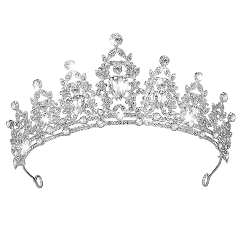 Ipetboom Prinzessin Tiara Geburtstagskrone Frauen Kronen Strass Tiara Krone Tiara Für Frauen Krone Aus Silbernem Strass Kopfschmuck Für Mädchen Meerjungfrau-tiara Strauß Strasssteine Silver von Ipetboom