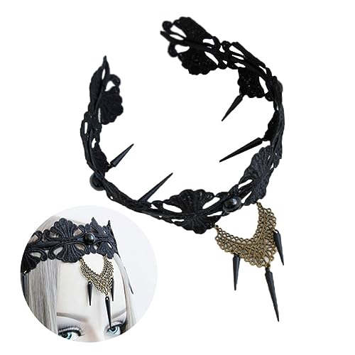 Ipetboom Punk Haarreif Für Frauen Mit Blumen Spitze Und Nieten Extravaganter Kopfschmuck Für Halloween Und Karneval Ideal Als Party Accessoire FG 68 von Ipetboom