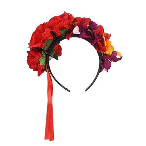 Ipetboom Rosen Orchideen Stirnband Girlanden Stirnband Blumen Stirnband Kopfbedeckung Blumenkrone Haarbänder Für Frauen Karneval Kopfschmuck Festival Zubehör Damen Meerjungfrau von Ipetboom