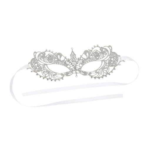 Ipetboom Spitzenmaske Damen Party Festival Halloween Maske mit Silberner Spitze und Satinband für Maskerade Karneval Kostüm Ipetboom Spitzenmaske Damen Party Festival Halloween Maske mit Silberner Spitze und Satinband für Maskerade Karneval Kostüm von Ipetboom