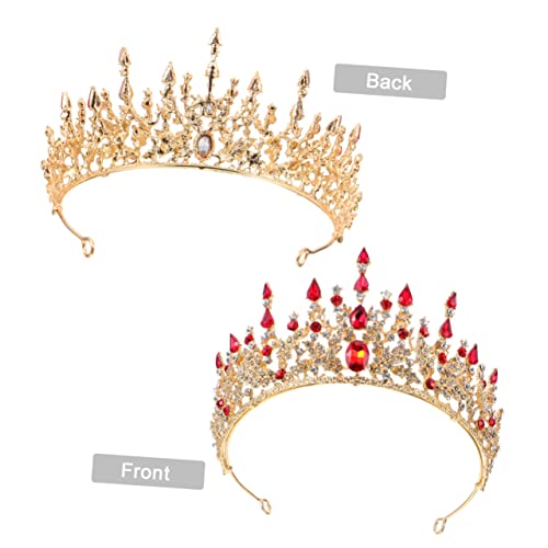 Ipetboom Tiara Hochzeit Kopfbedeckung Für Damen Braut Stirnband Haarschmuck Für Den Abschlussball Krone Im Barocken Stil Haarschmuck Für Frauen Abschlussball Brautkrone Strasssteine Rot von Ipetboom