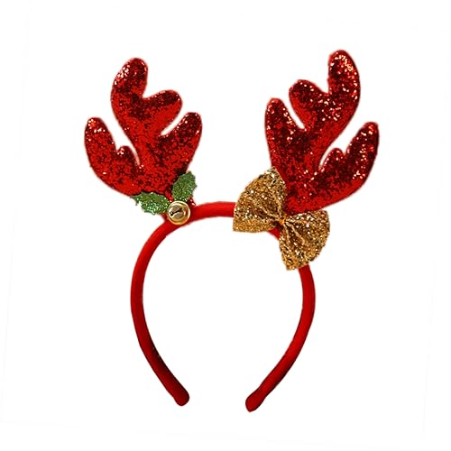 Ipetboom Weihnachtliche Haarbänder Mit Glitzer Und Glocken Rote Antler Haarreifen Für Festliche Anlässe Ideal Als Weihnachtsdekoration Und Party Accessoire Für Und Erwachsene von Ipetboom