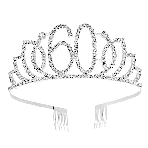 Ipetboom geburtstagstorte dekoration Geburtstags-Stirnband zum 60. Hochzeitstag 60. Haarschmuck birthday crown geburtstagskrone gebutagsdeko frauen kopfschmuck Zahl Krone Silver von Ipetboom